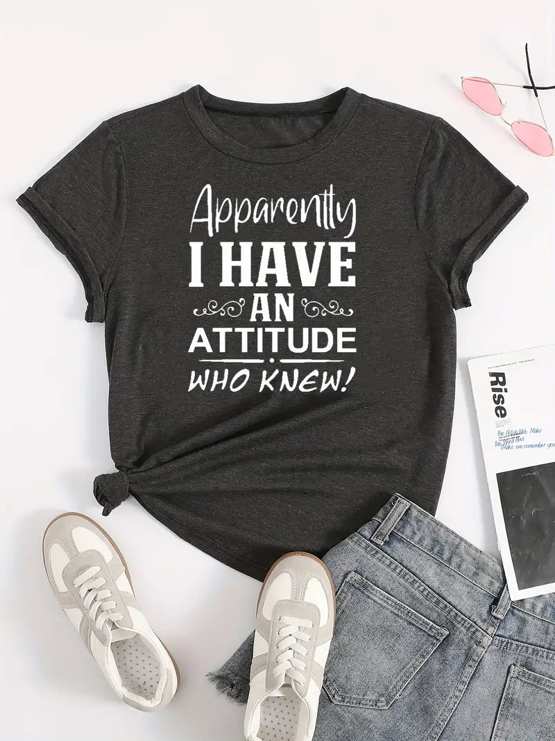 "Apparently I have an Attitude" T-shirt short sleeve casual image 0