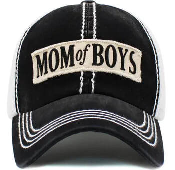 "Mom of Boys" Distressed Ball Cap image 0