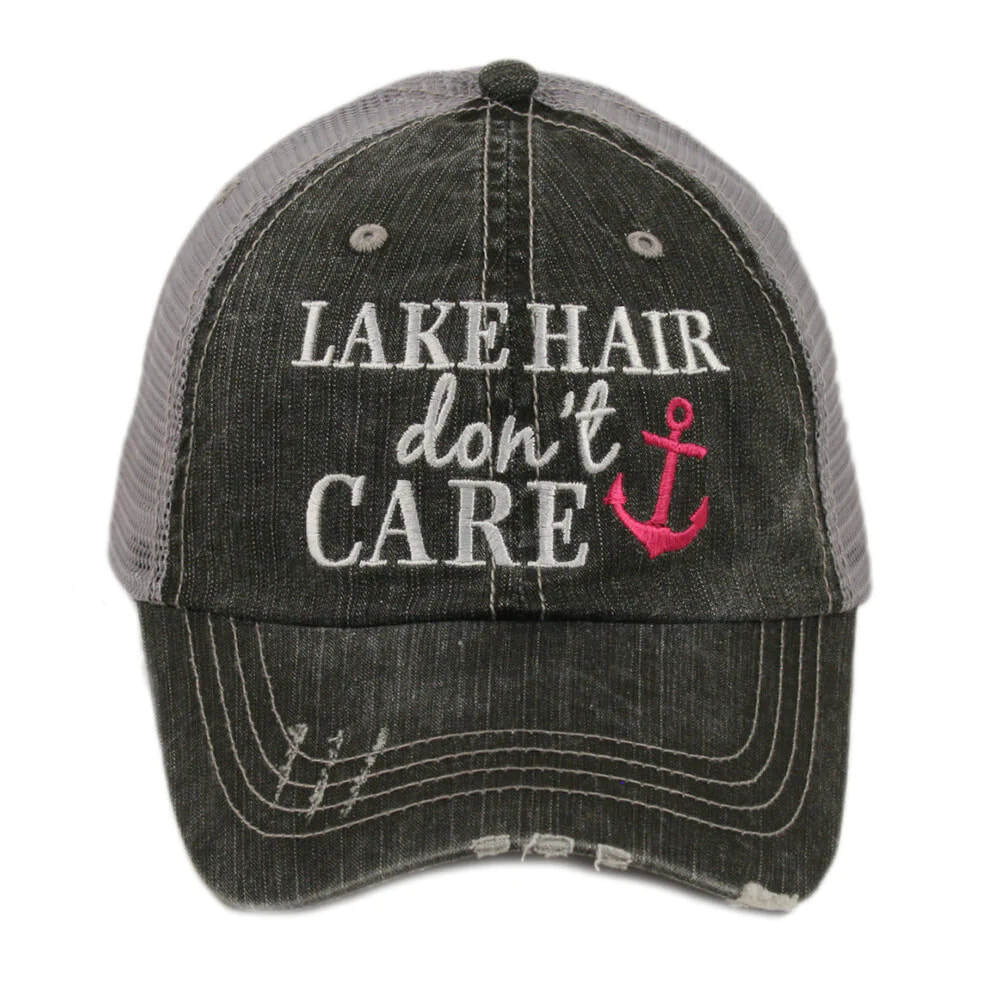 "Lake Hair Dont Care" Distressed Ball Cap image 0