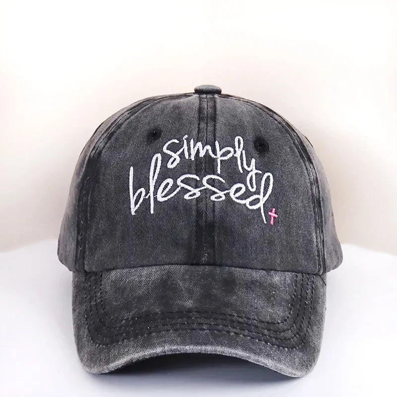 "Simply Blessed" Distressed Ball Cap image 0