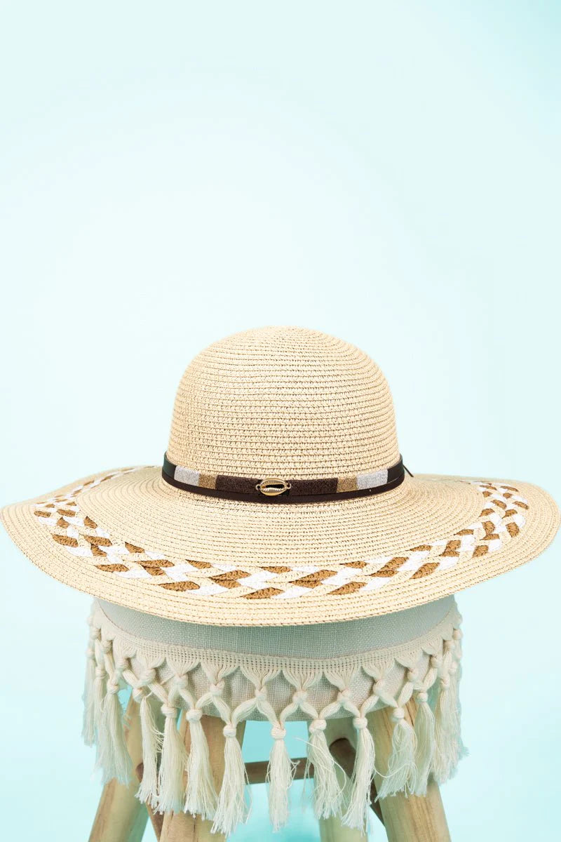 BEACH CABANA BEIGE STRAW SUN HAT image 0