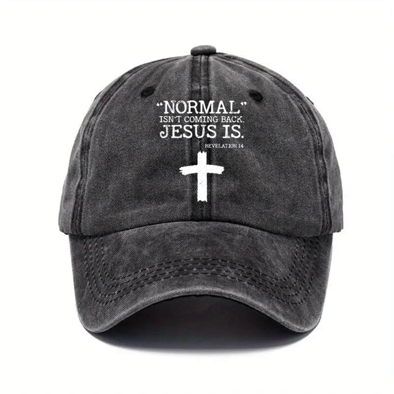 "Normal isnt coming back, Jesus Is" Distressed Hat image 0
