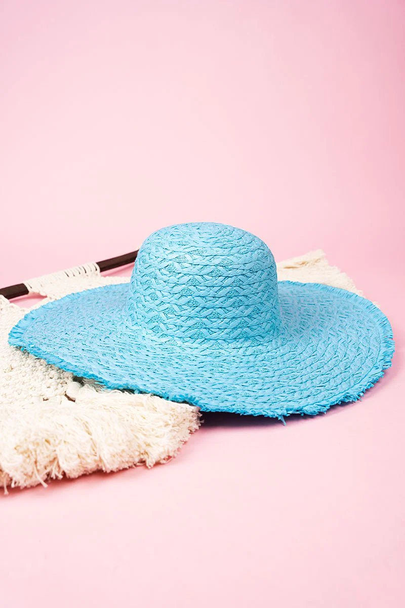 SUN-SOAKED SUMMER TURQUOISE STRAW HAT image 0