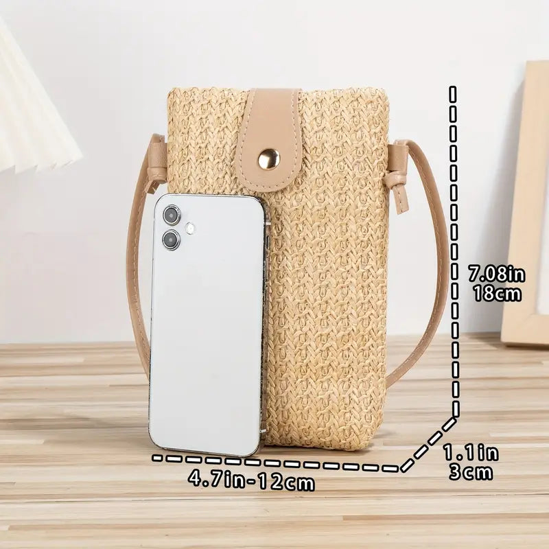 Lightweight Grass-Weave Crossbody Bag for Girls