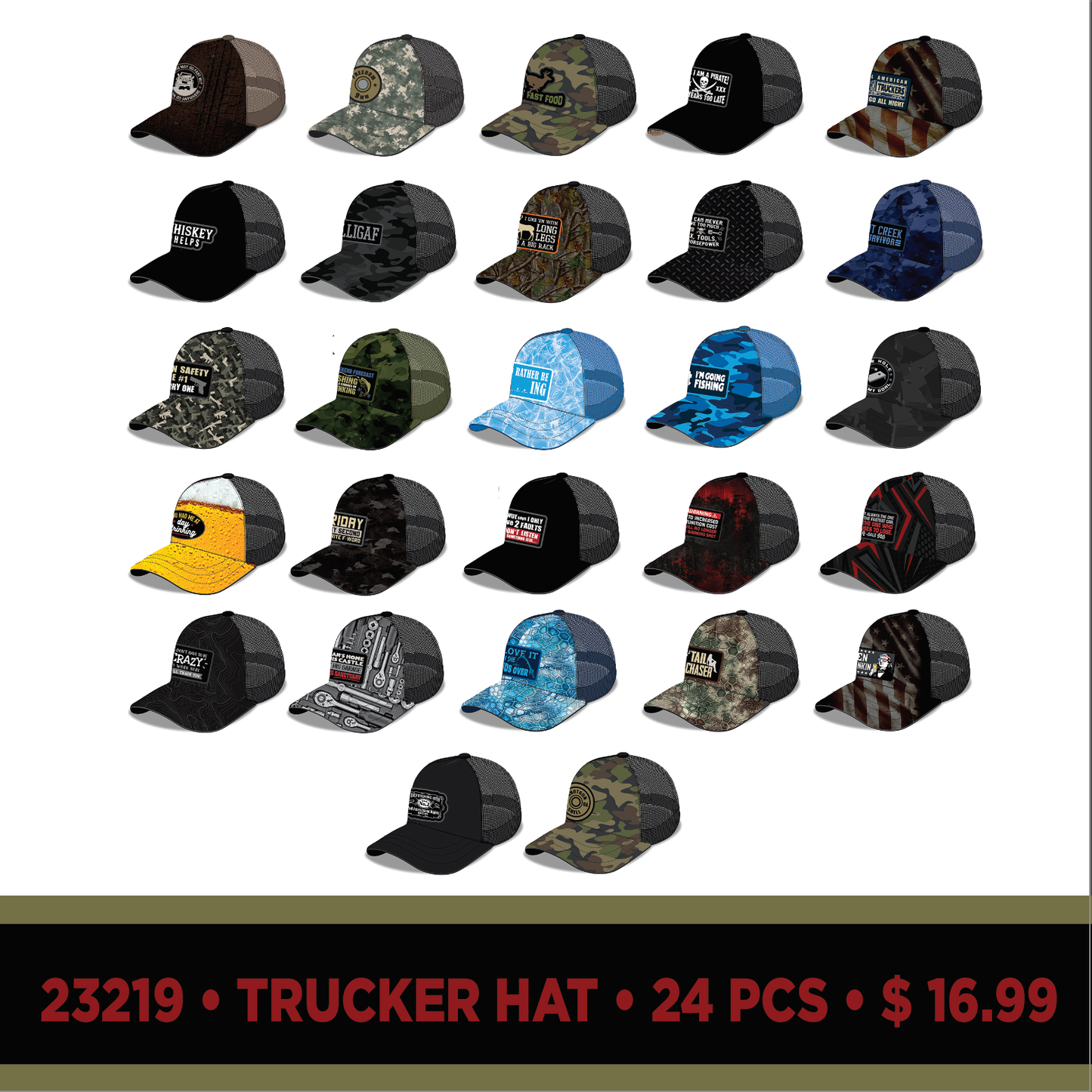 Big Bubba Trucker Hat Assortment- 24/Pack