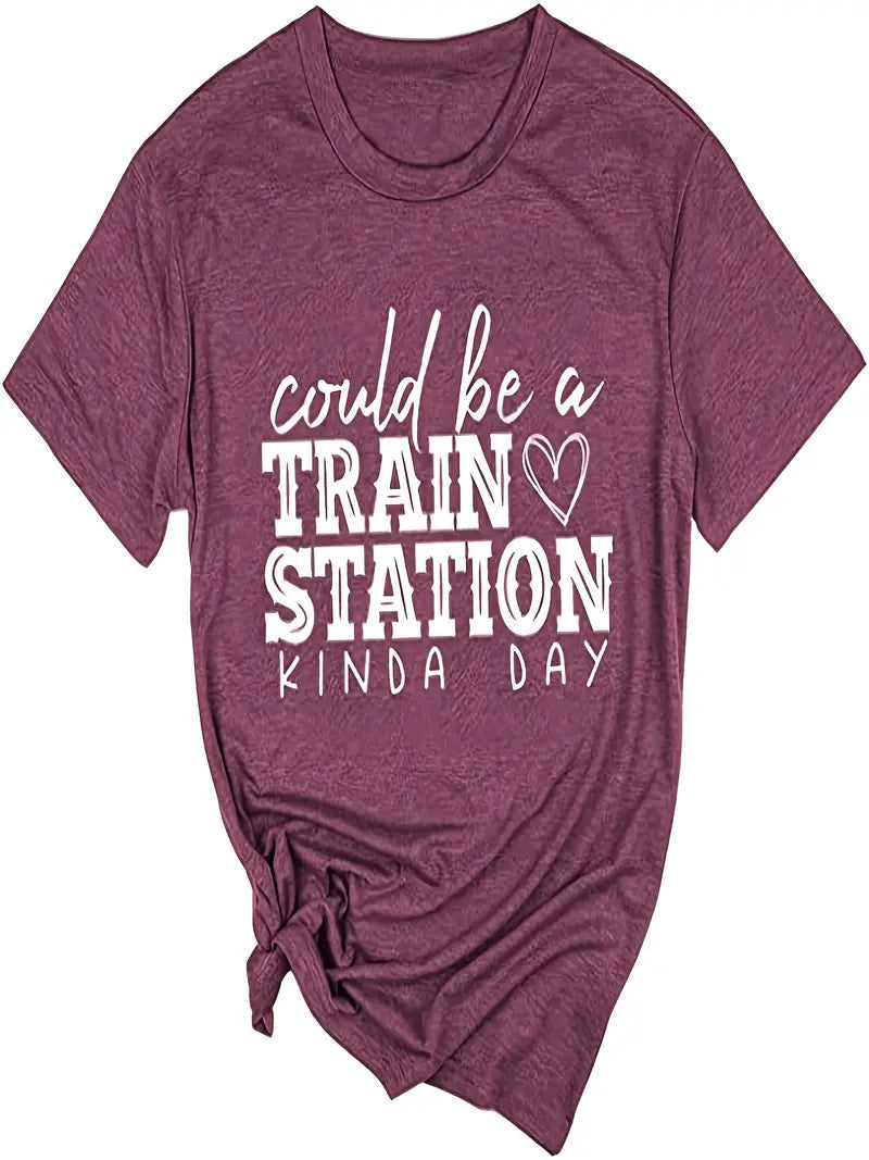 "Could be a Train Station kinda day" T-Shirt, Casual Short Sleeve T-Shirt image 0