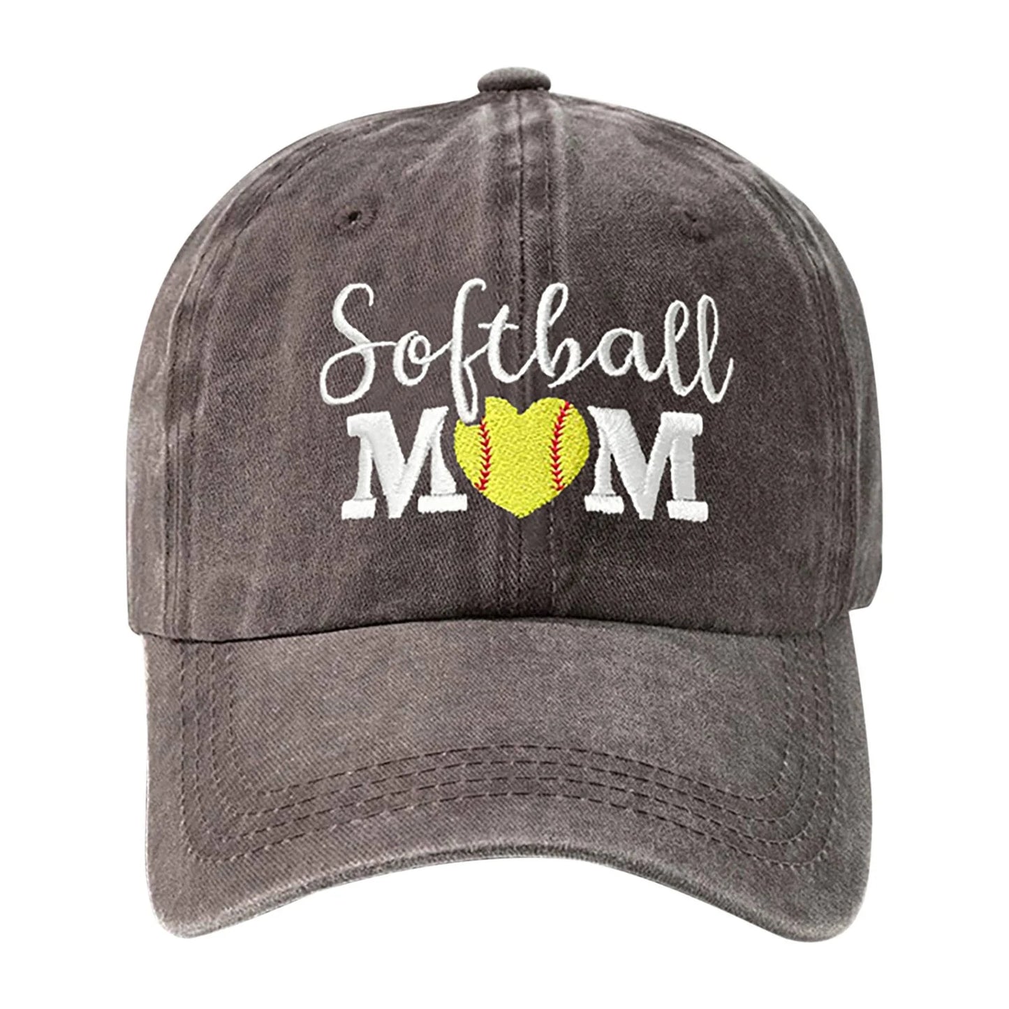 "Softball Mom" Distressed Ball Cap image 0