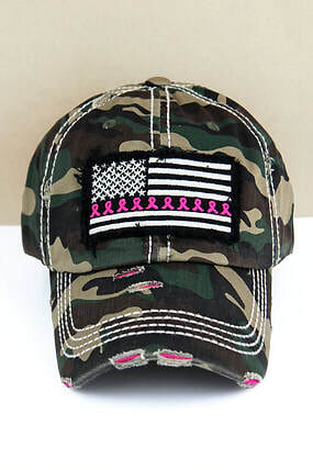 "Pink Breast Cancer Ribbons and American Flag"- Camo image 0