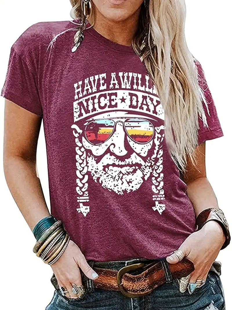 Retro-Style "Have a Willie Nice Day" Vintage Figure T-Shirt image 0