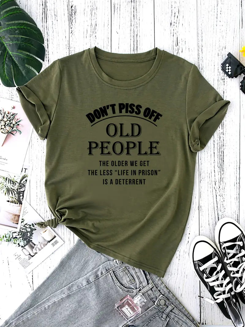 Dont Piss Off T-Shirt, Short Sleeve Crew Neck Casual Top image 0
