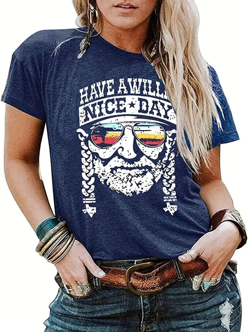 Retro-Style "Have a Willie Nice Day" Vintage Figure T-Shirt image 0