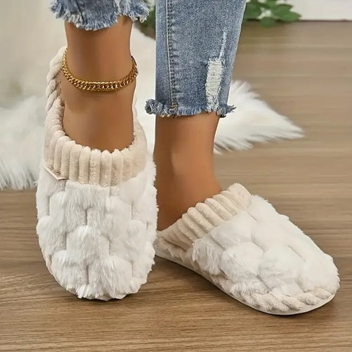 White Chic Women's Winter Plush Slippers image 1