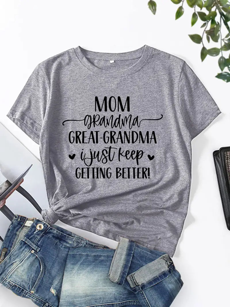 Mom, Grandma, Great-Grandma Letter Print T-Shirt image 0