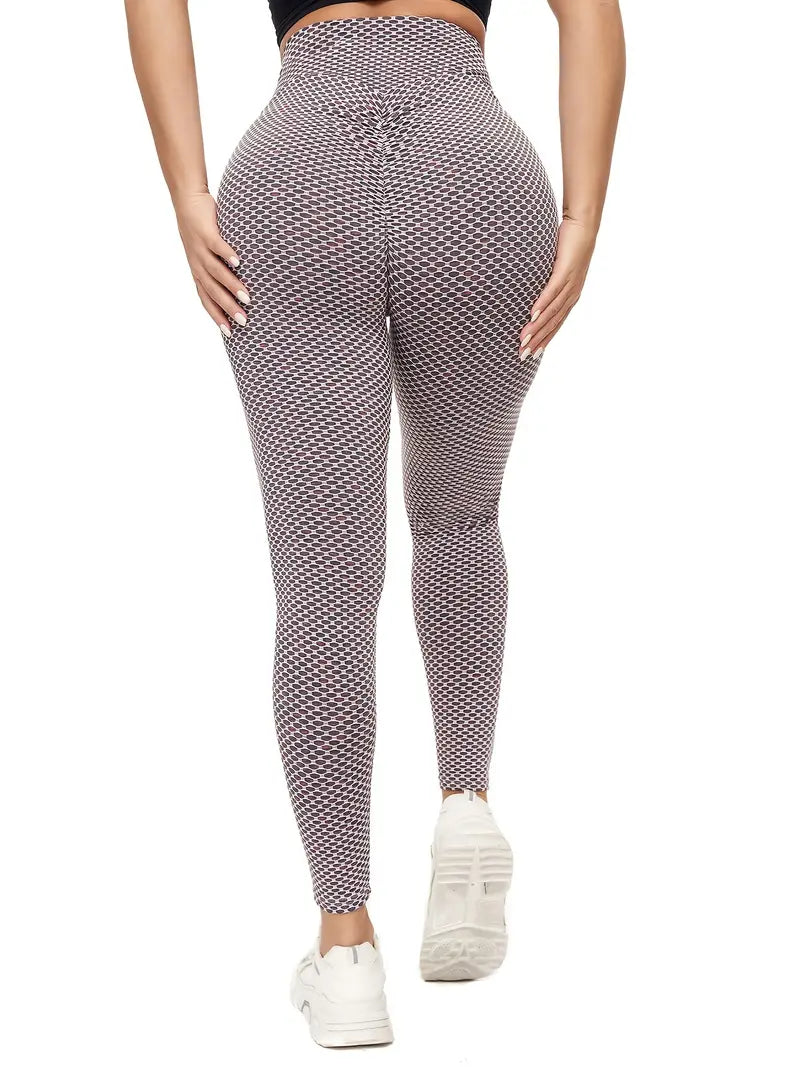Honeycomb High Waist Butt Lifting Yoga Pants - Activewear -XXL image 1
