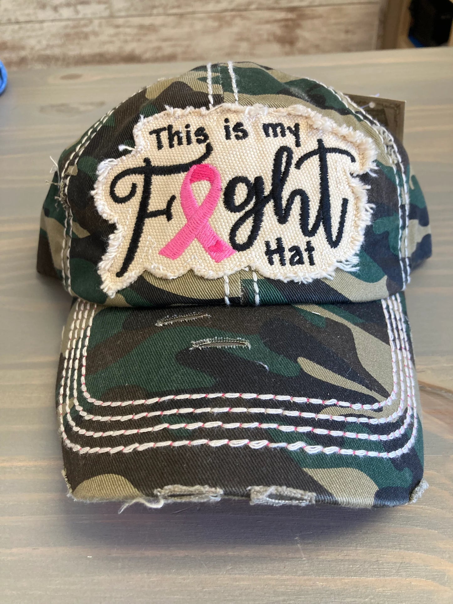 Pink Flag Camo Distressed Hat image 0