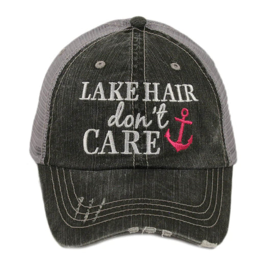 "Lake Hair Dont Care" Distressed Ball Cap image 0