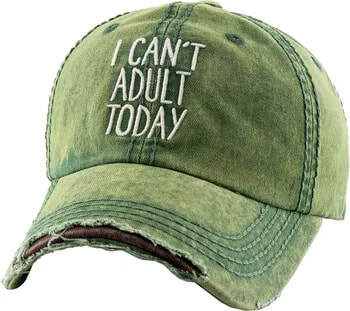 "I Can't Adult Today" Distressed Ball Cap image 0