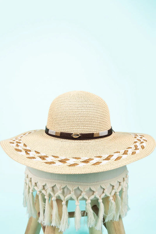 BEACH CABANA BEIGE STRAW SUN HAT image 0