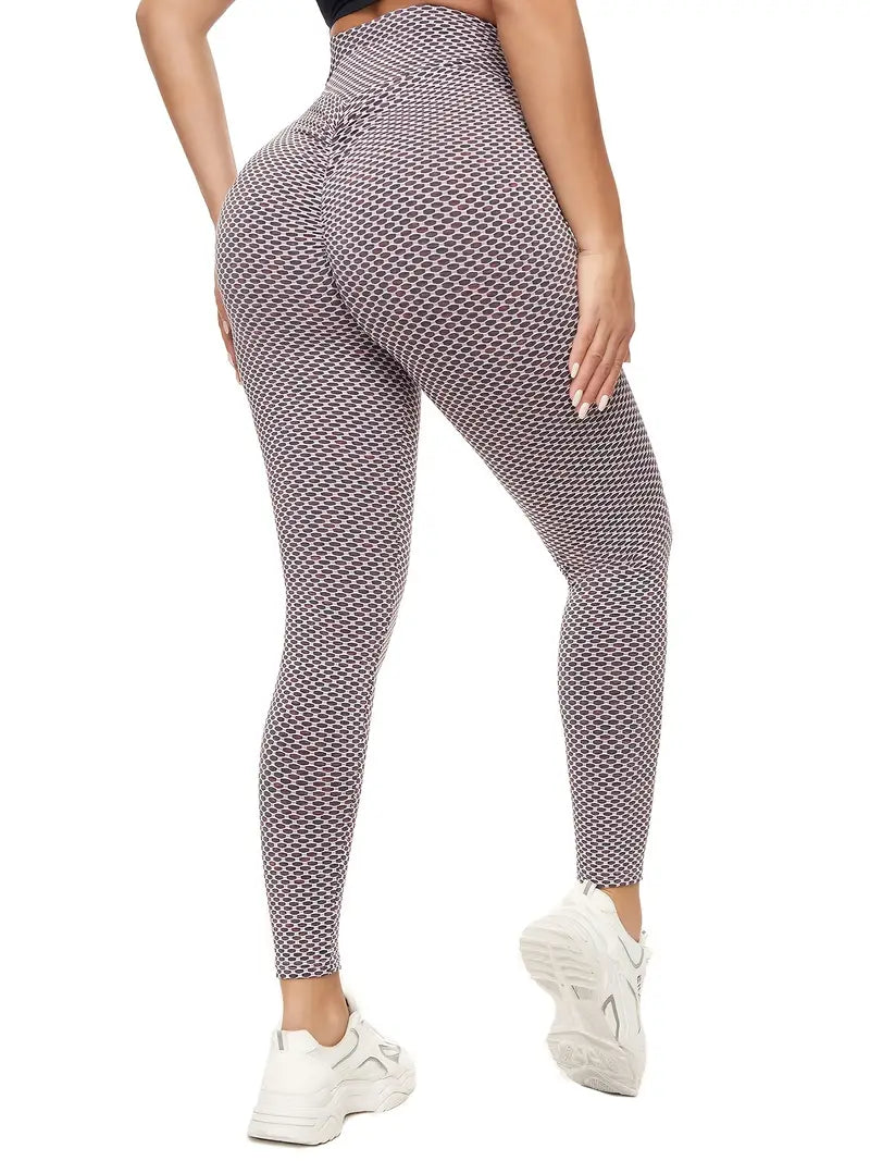 Honeycomb High Waist Butt Lifting Yoga Pants - Activewear -XXL image 0