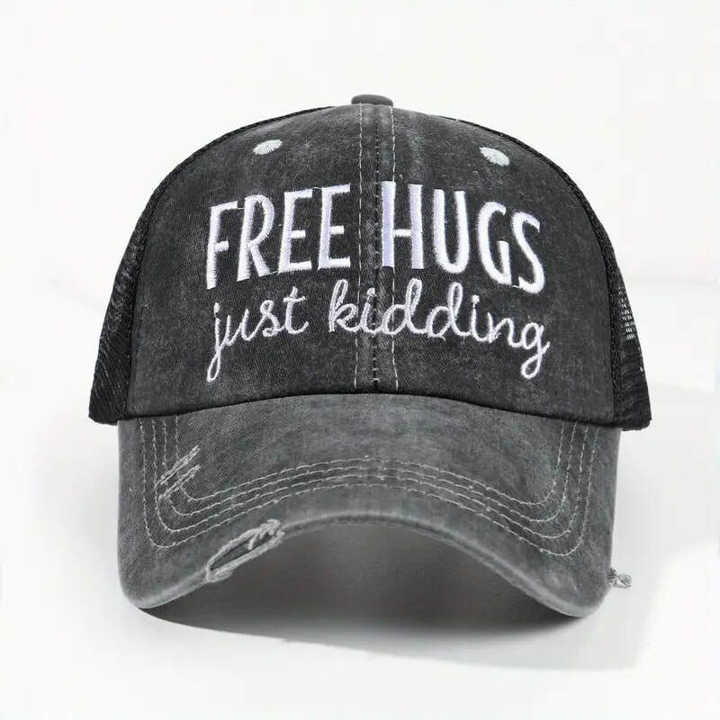 "Free Hugs, Just Kidding" Distressed Hat image 0