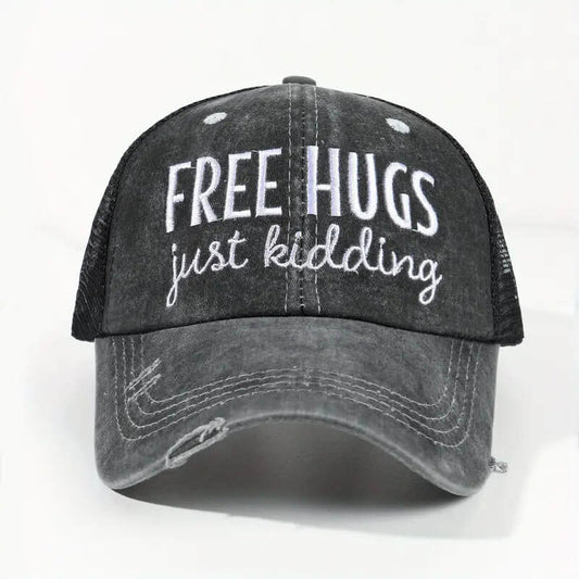 "Free Hugs, Just Kidding" Distressed Hat image 0