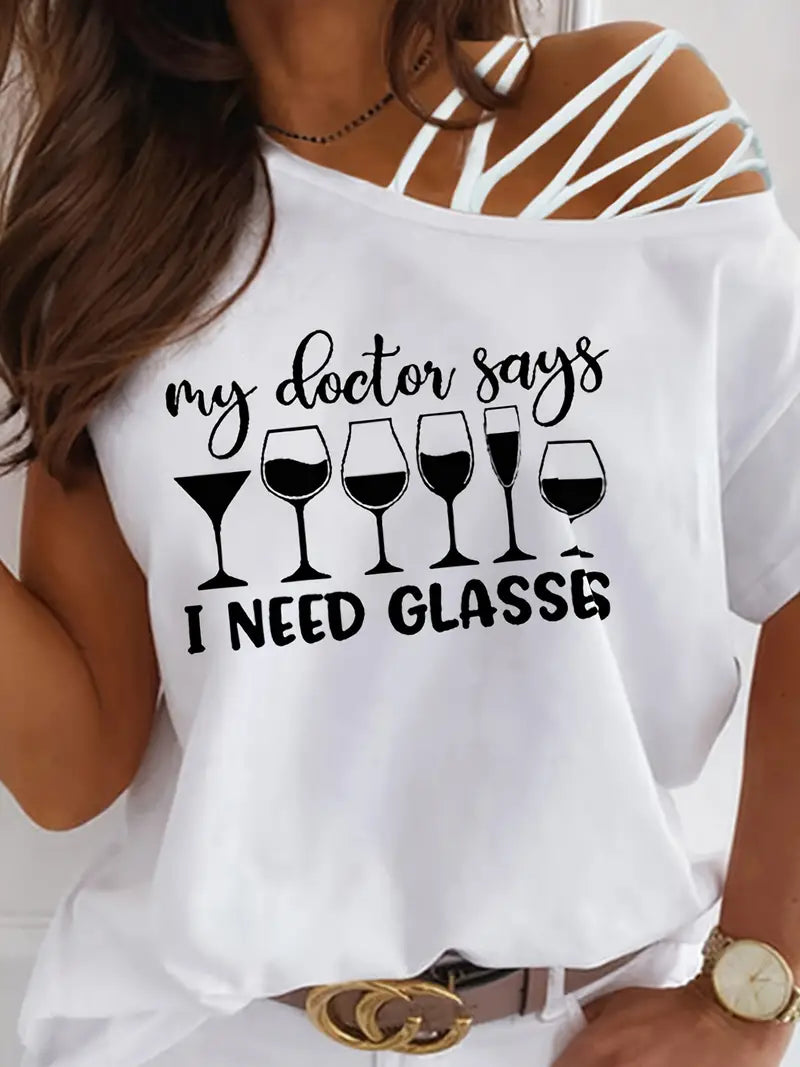 Women's Casual Cut Out Criss Cross T-Shirt image 0