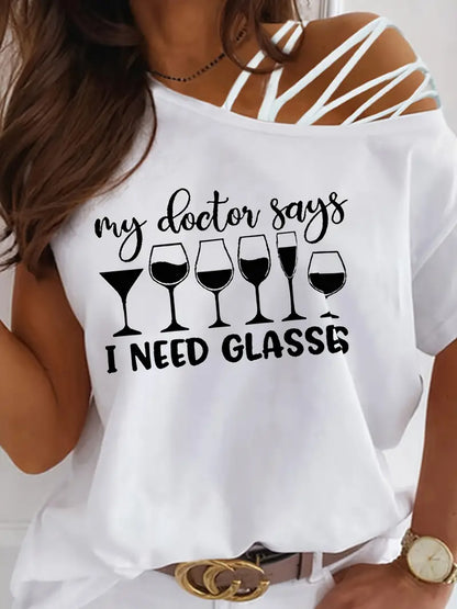 Women's Casual Cut Out Criss Cross T-Shirt image 0