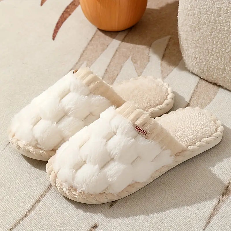 White Chic Women's Winter Plush Slippers image 0