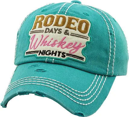 "Rodeo Days & Whiskey Nights" Distressed Hat image 0