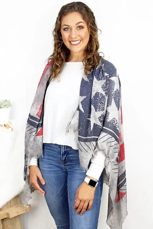 AMERICANA SQUARE SCARF - GRAY