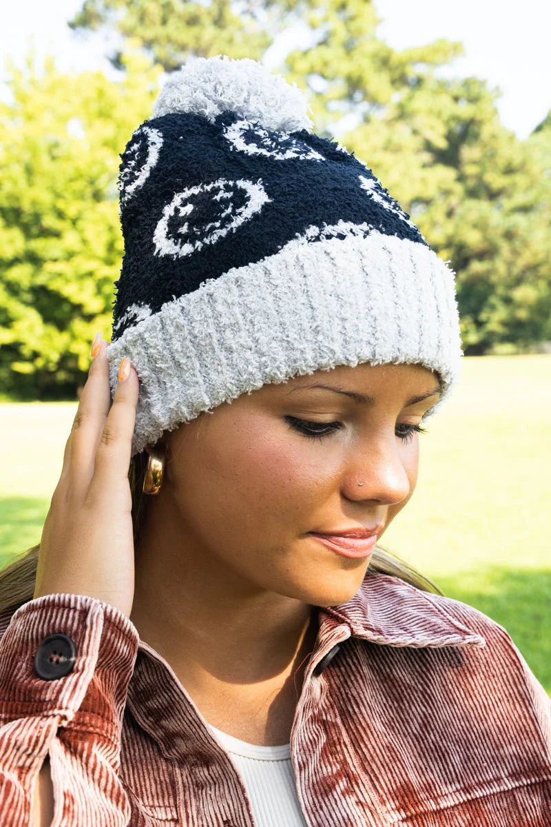 Cozy Cuddles All Smiles Pom Pom Beanie - Gray