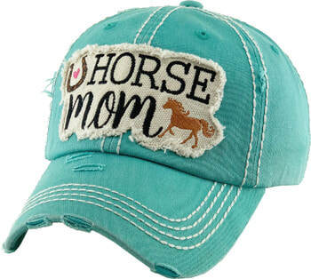 "Horse Mom" Distressed Hat image 0