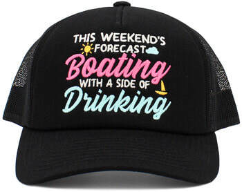 "This Weekends Forecast, Boating with a side of Drinking" Distressed Hat - Red image 0