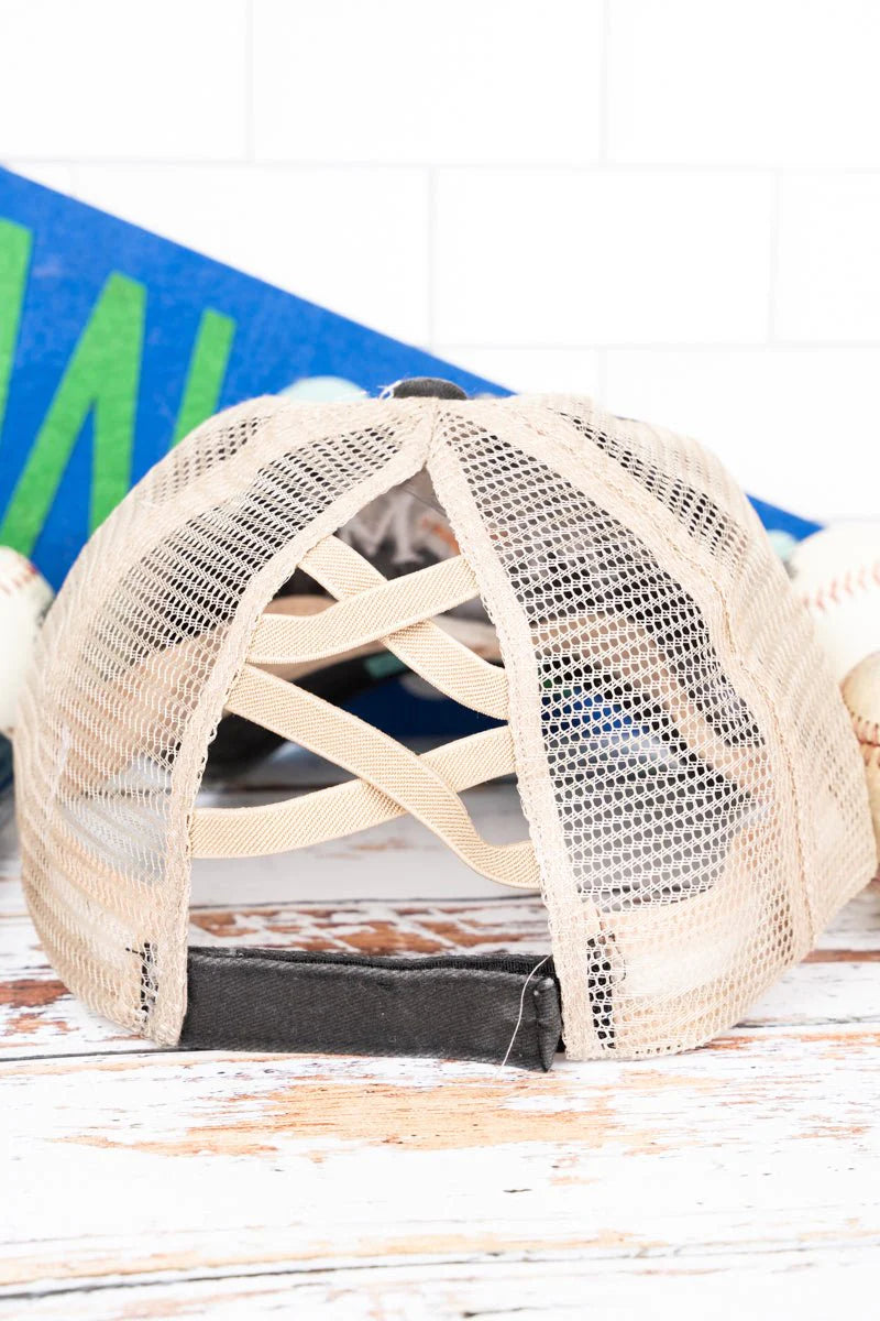 "Baseball Mom" Distressed Hat image 1