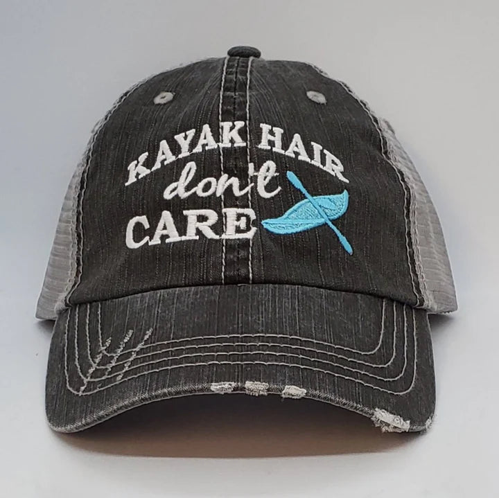"Kayak Hair Don't Care" Distressed Hat image 0