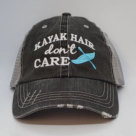 "Kayak Hair Don't Care" Distressed Hat image 0